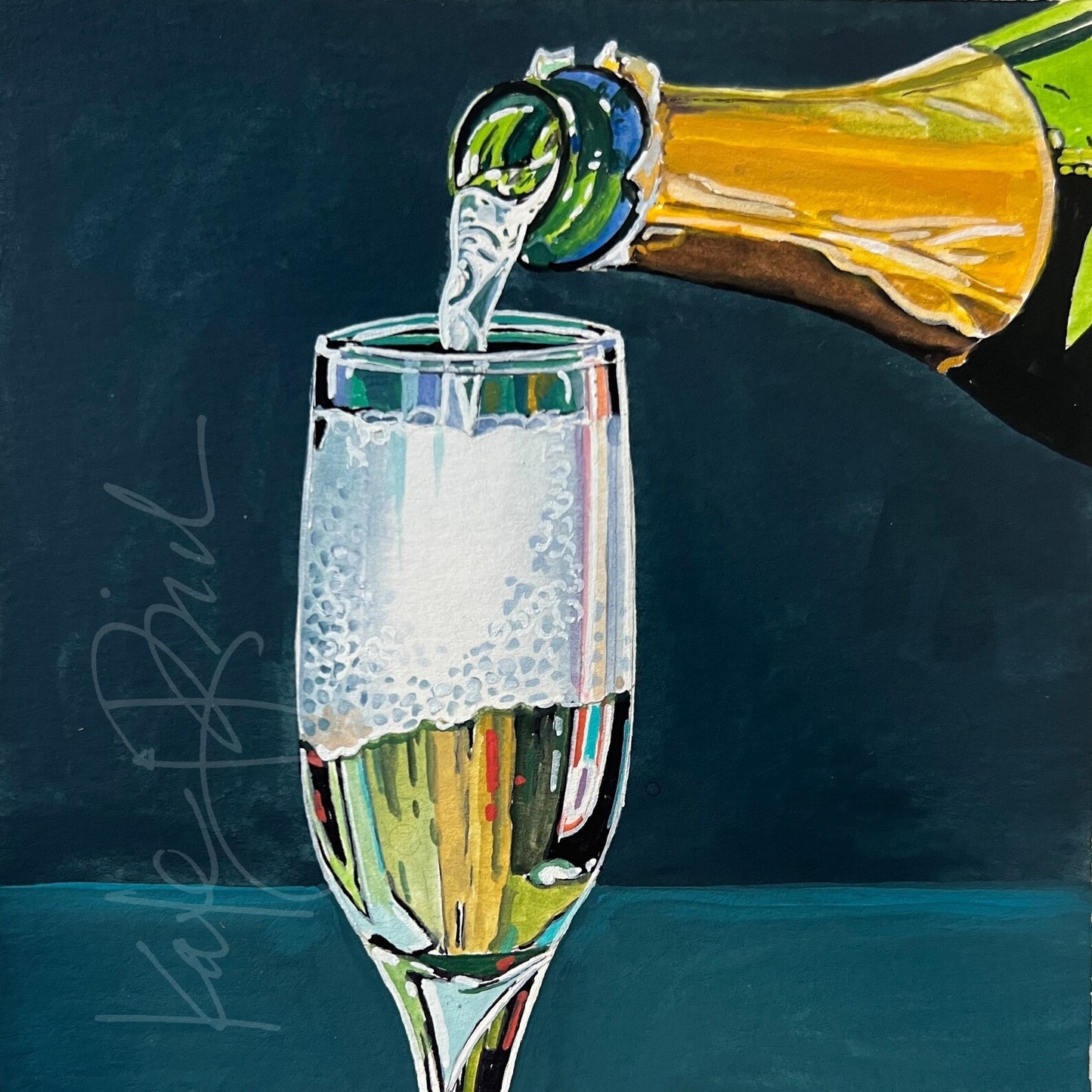 Champagne Original Painting