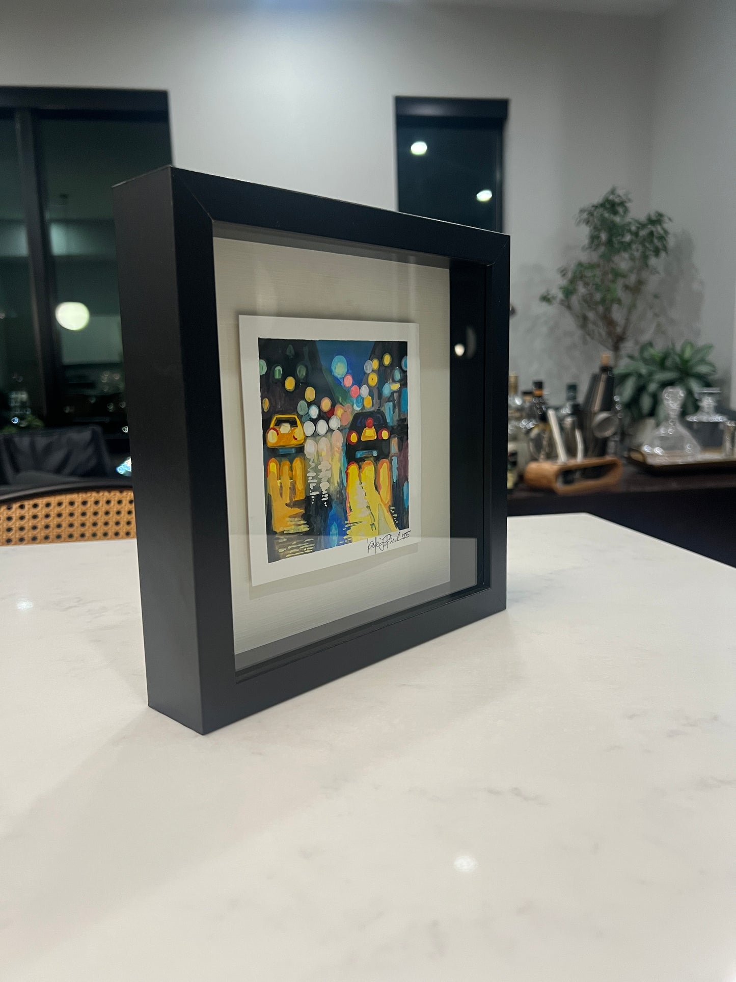 Neon in the Rearview Framed