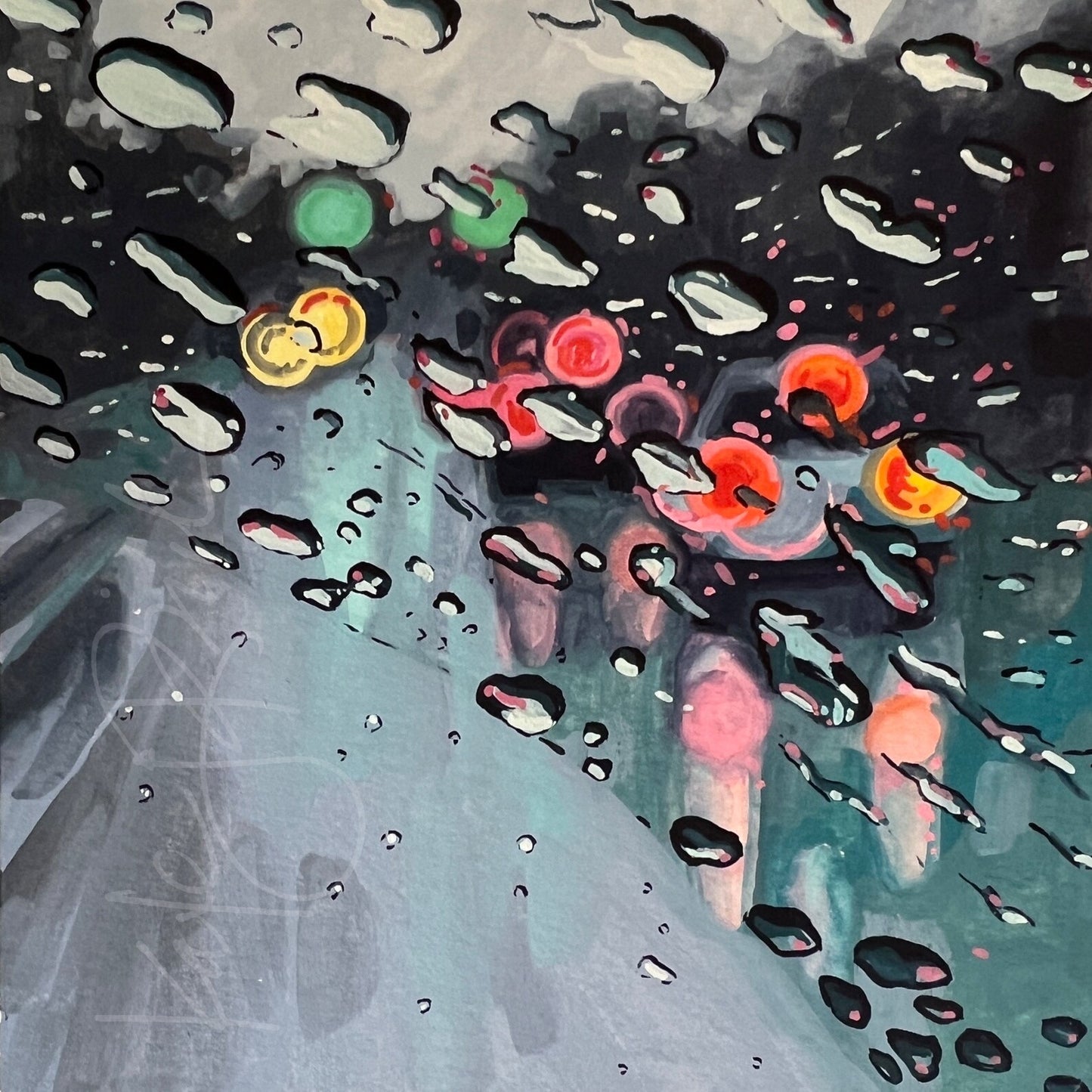 Rainy Day Drive Original Painting