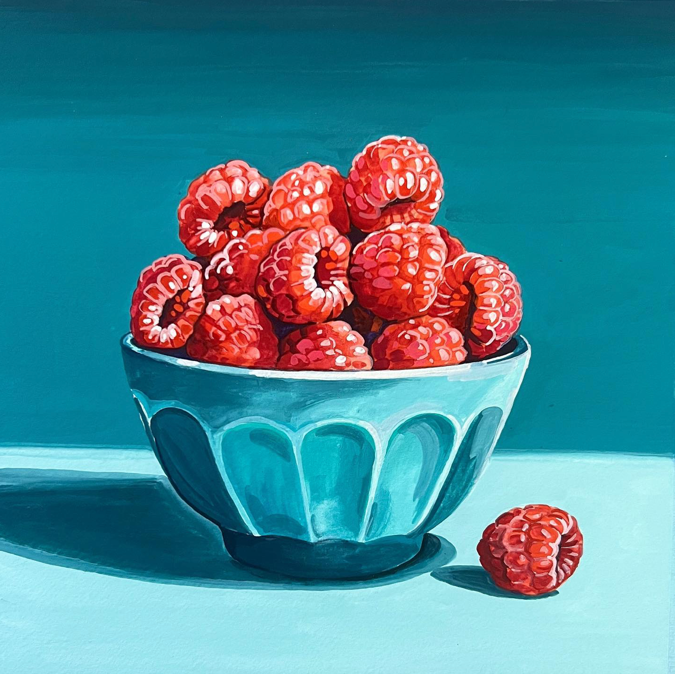 Bowl of Raspberries Original Painting