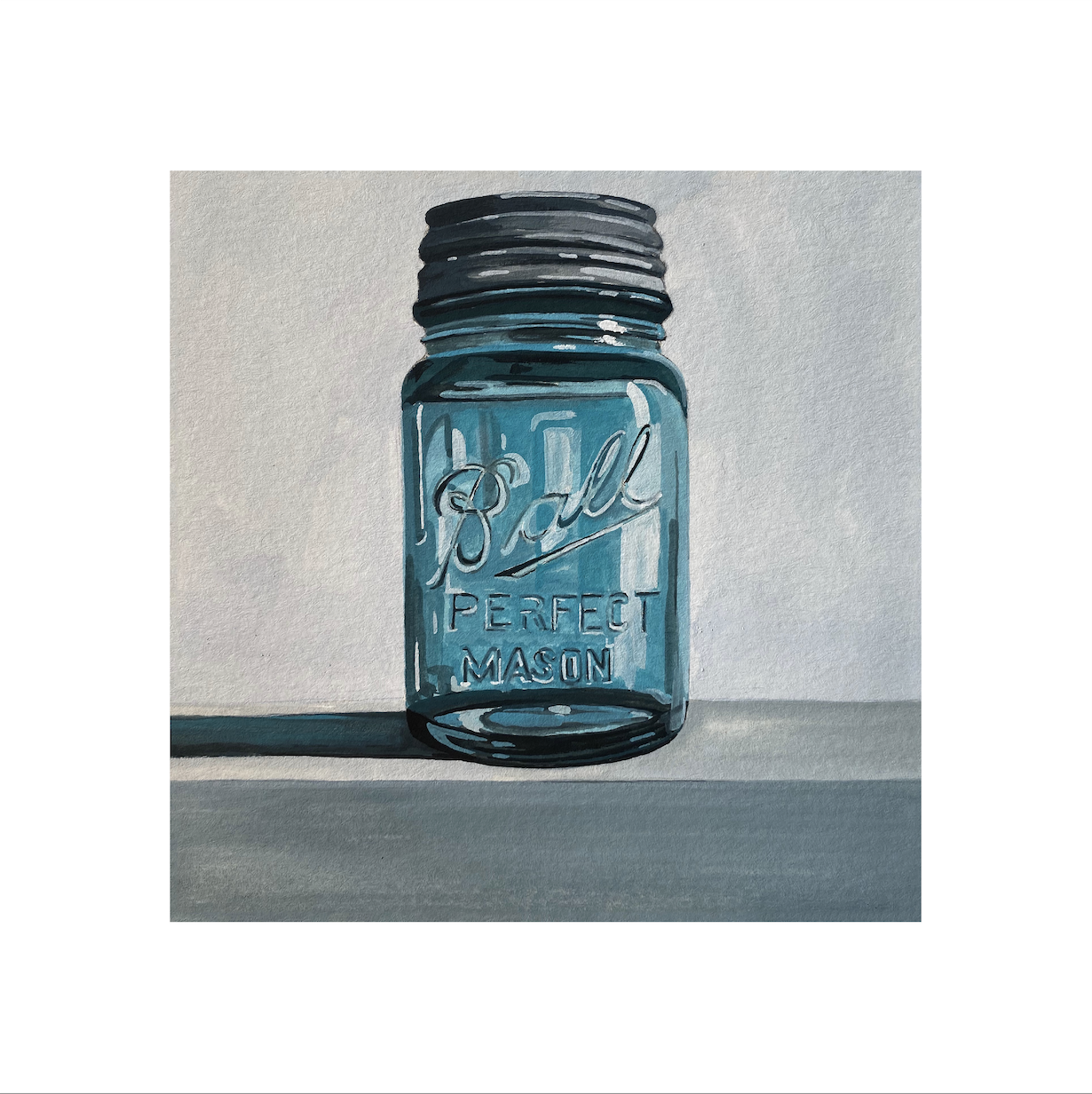 Blue Mason Jar Print