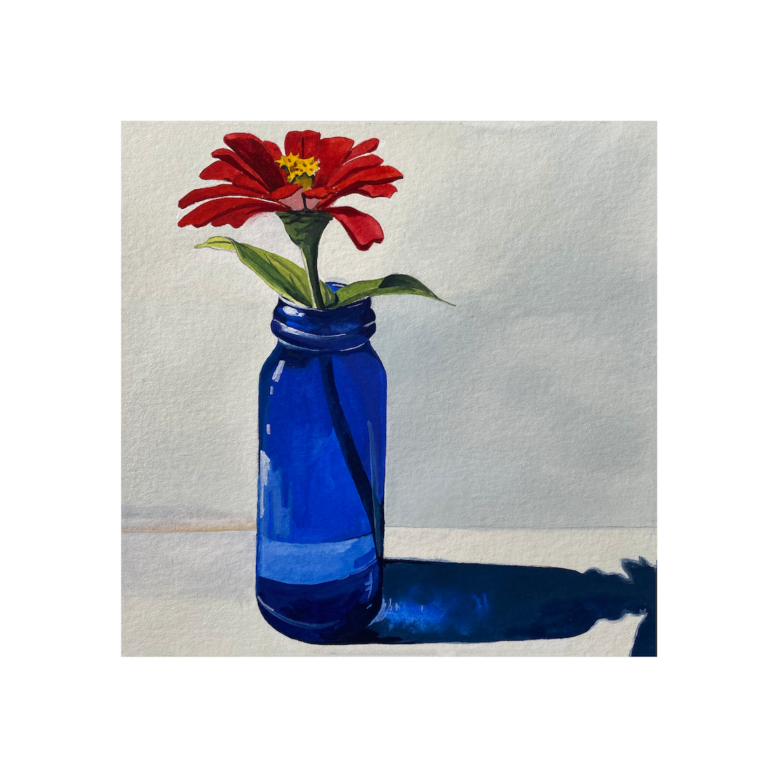 Red Zinnia in Vase Print