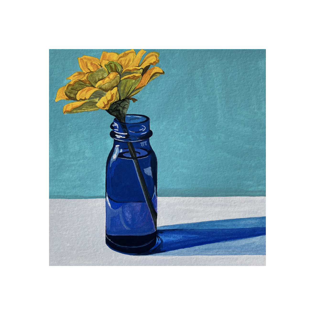 Yellow Zinnia in Vase Print