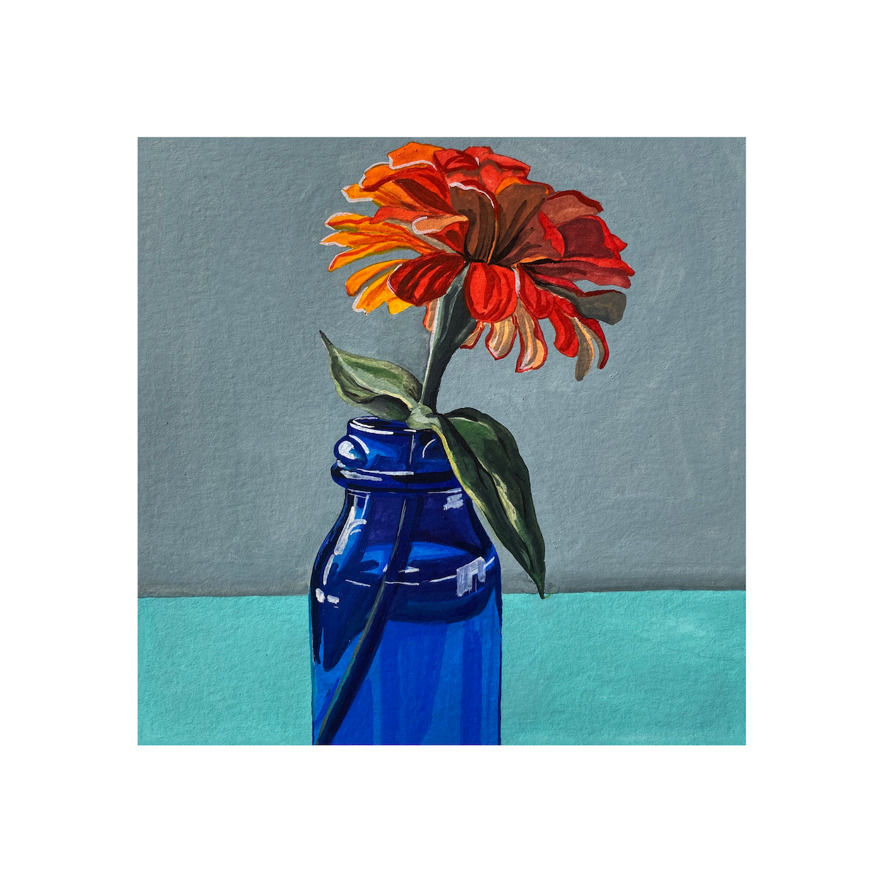 Orange Zinnia in Vase Print
