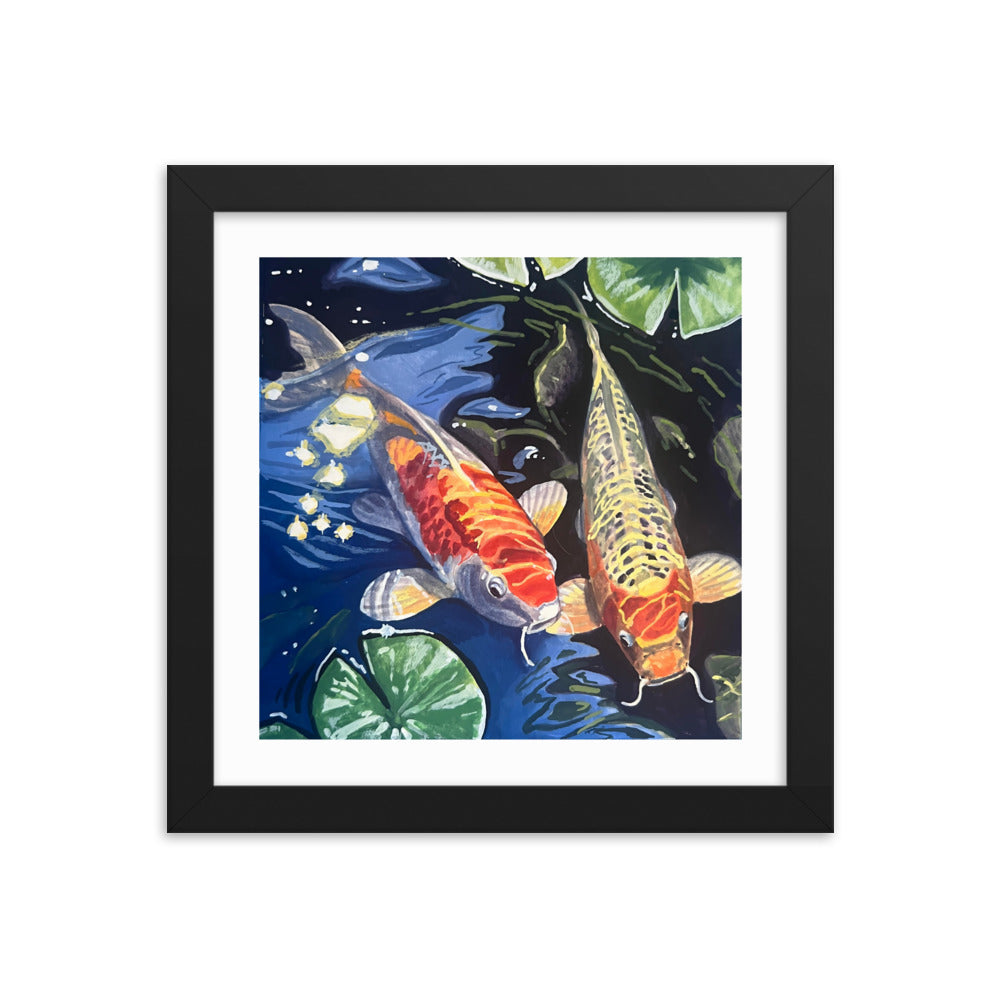 Koi and Lillies Framed Print