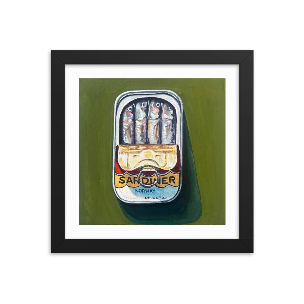 Sardines on Green Framed Print
