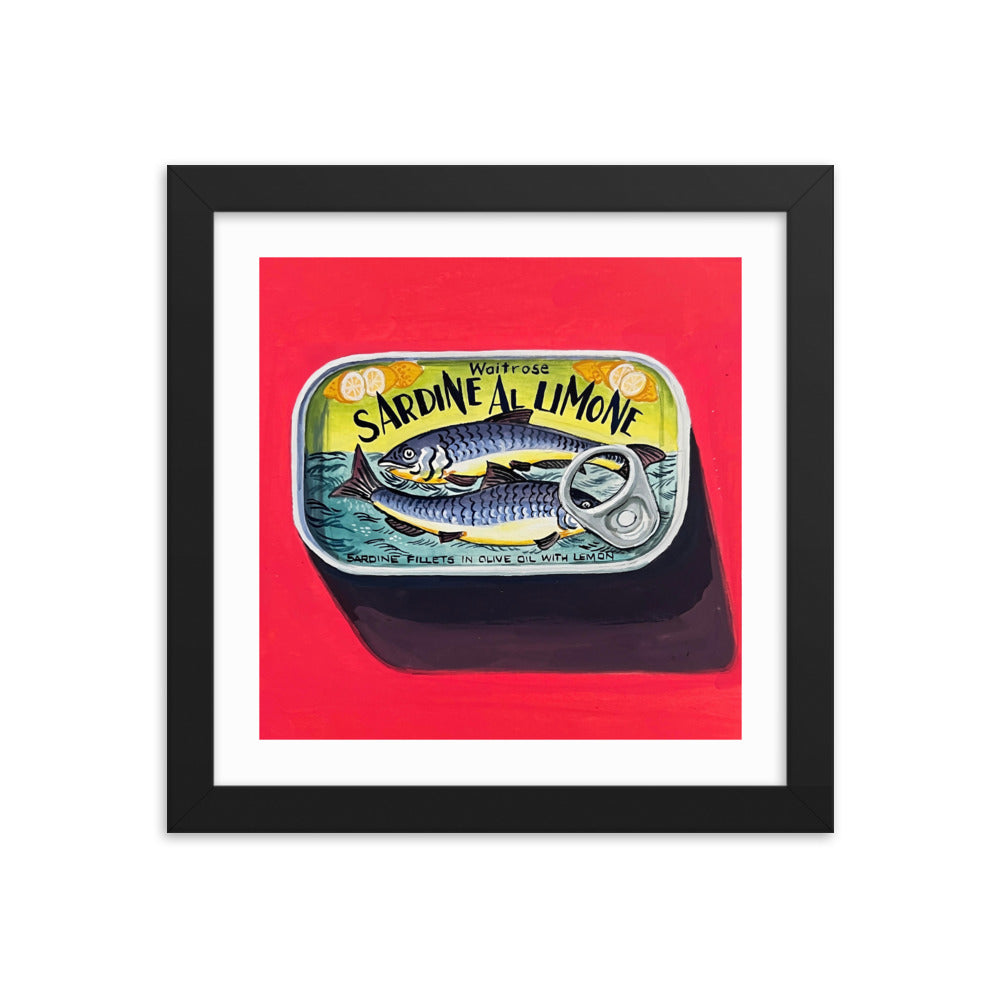 Sardines on Red Framed Print