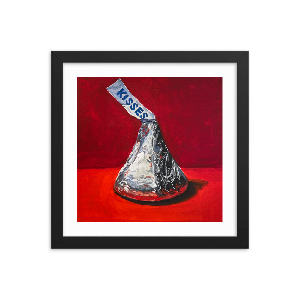 Hershey Kiss on Red Framed Print