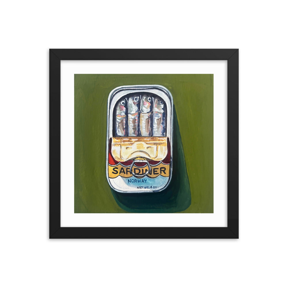 Sardines on Green Framed Print