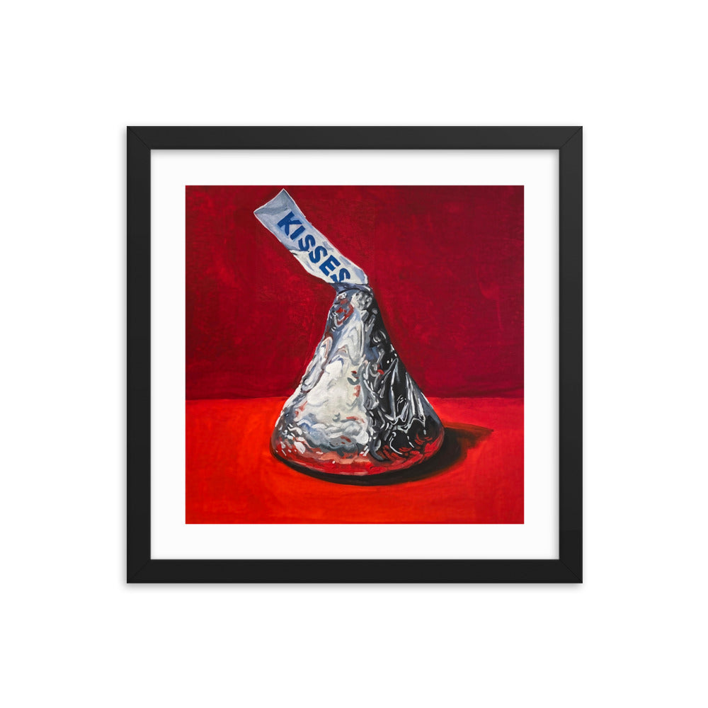 Hershey Kiss on Red Framed Print