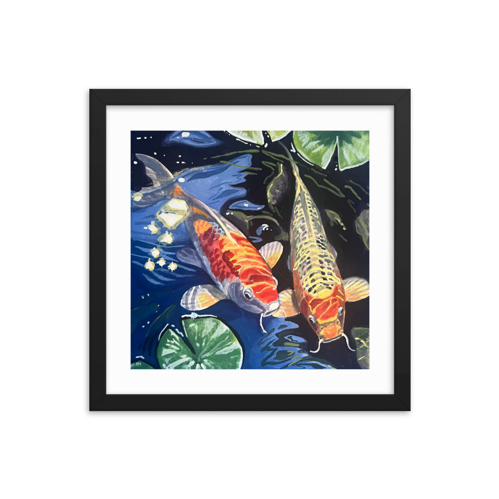 Koi and Lillies Framed Print