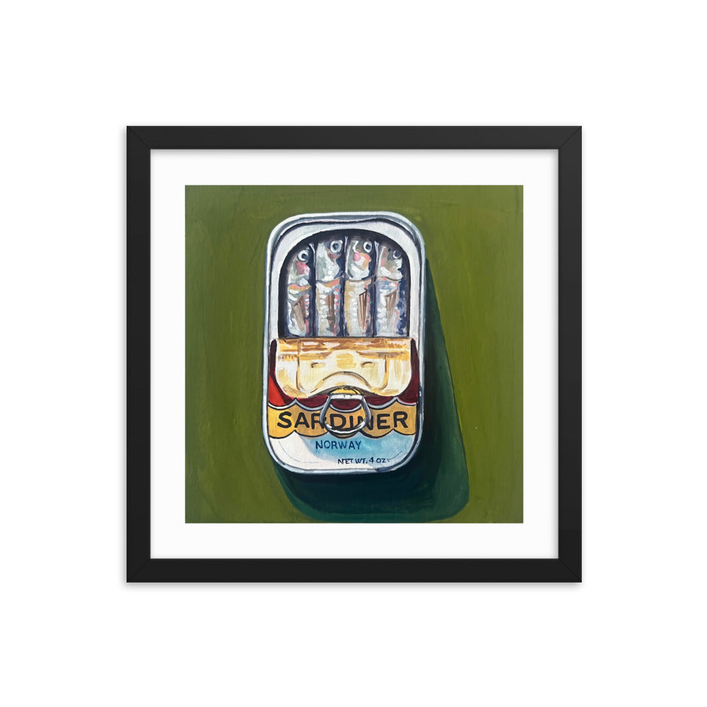 Sardines on Green Framed Print