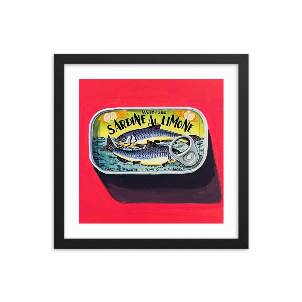 Sardines on Red Framed Print