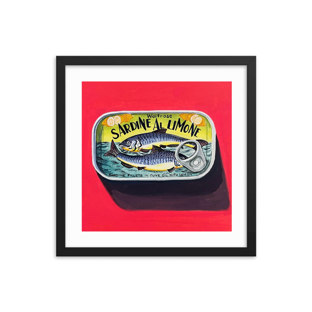 Sardines on Red Framed Print