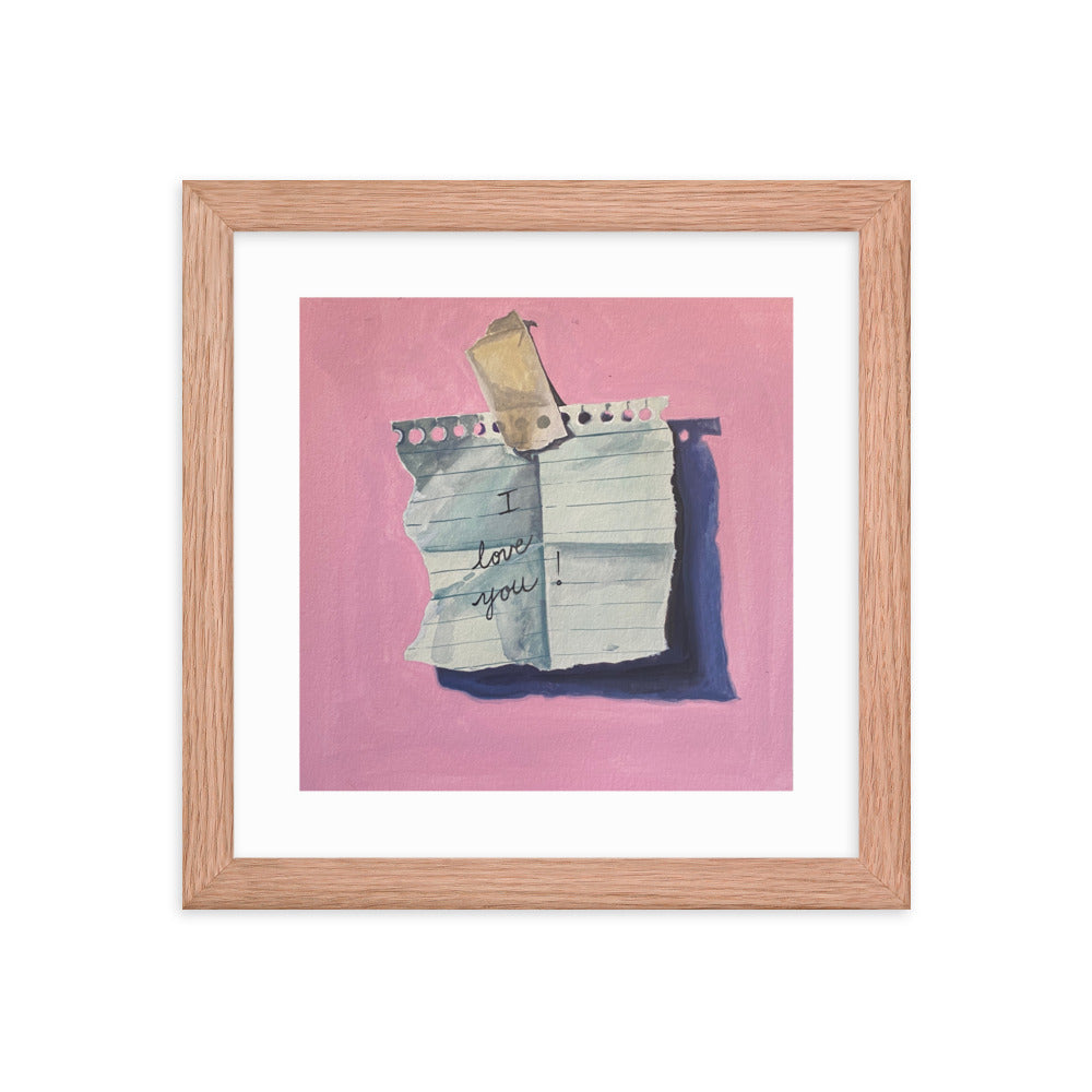 I Love You Note Framed Print