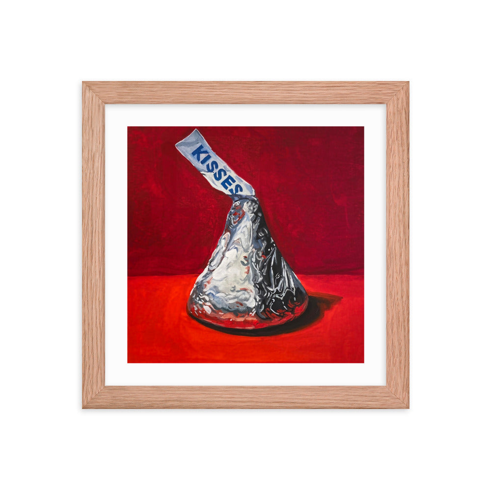 Hershey Kiss on Red Framed Print