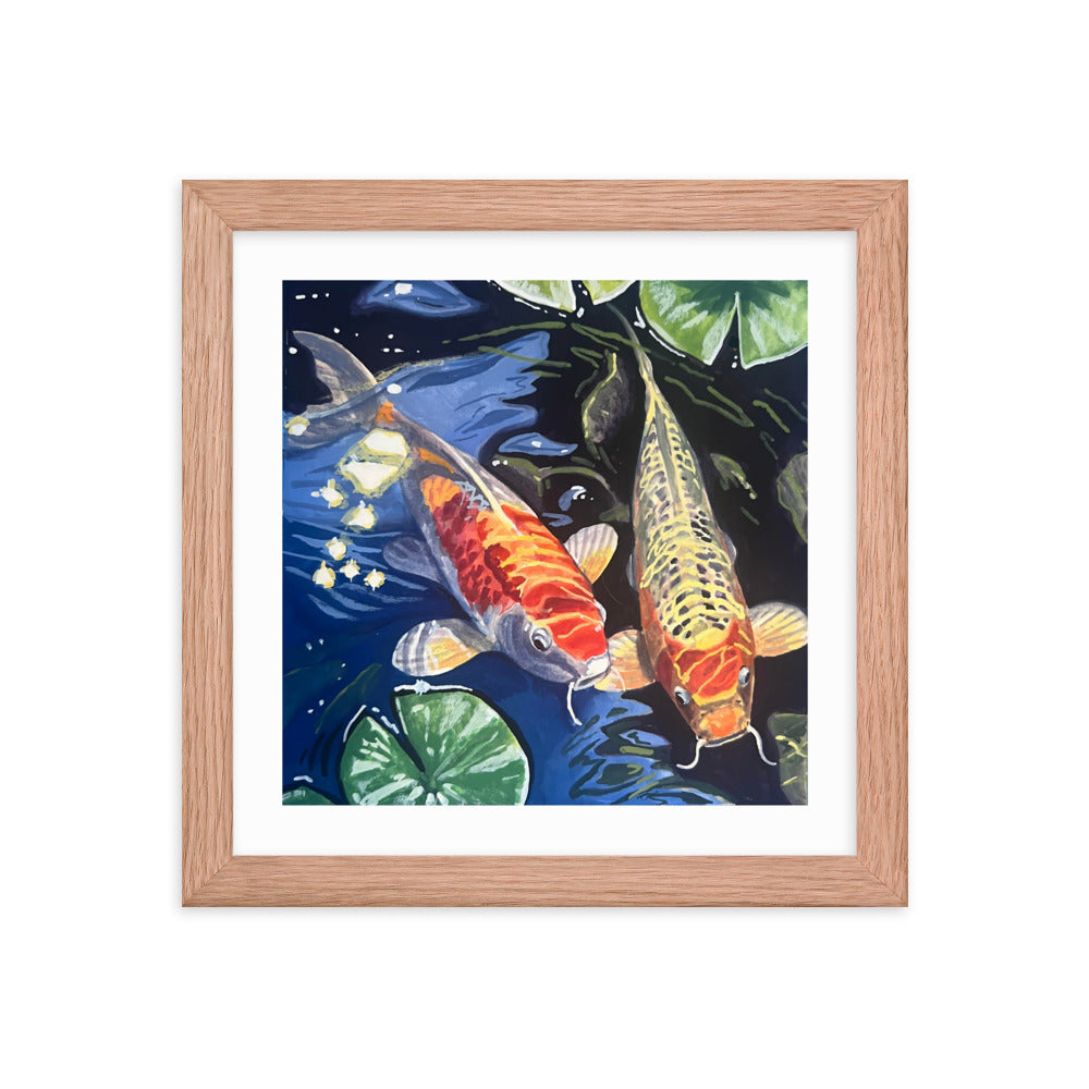 Koi and Lillies Framed Print
