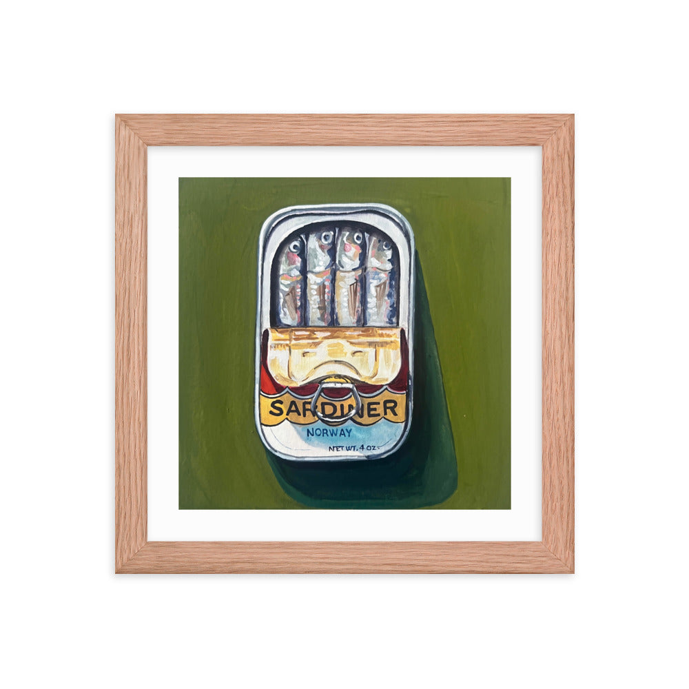 Sardines on Green Framed Print