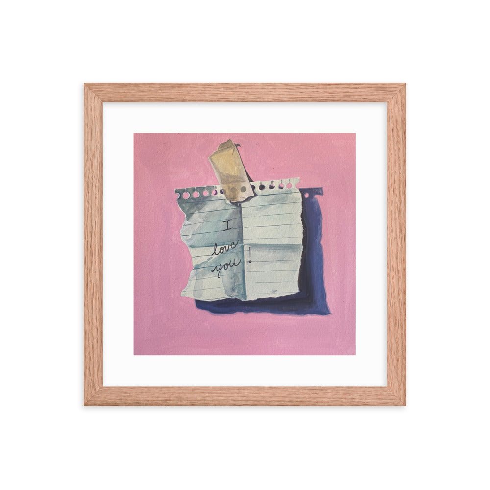 I Love You Note Framed Print