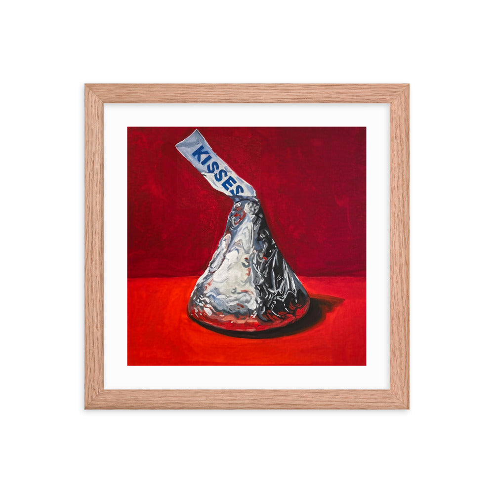 Hershey Kiss on Red Framed Print