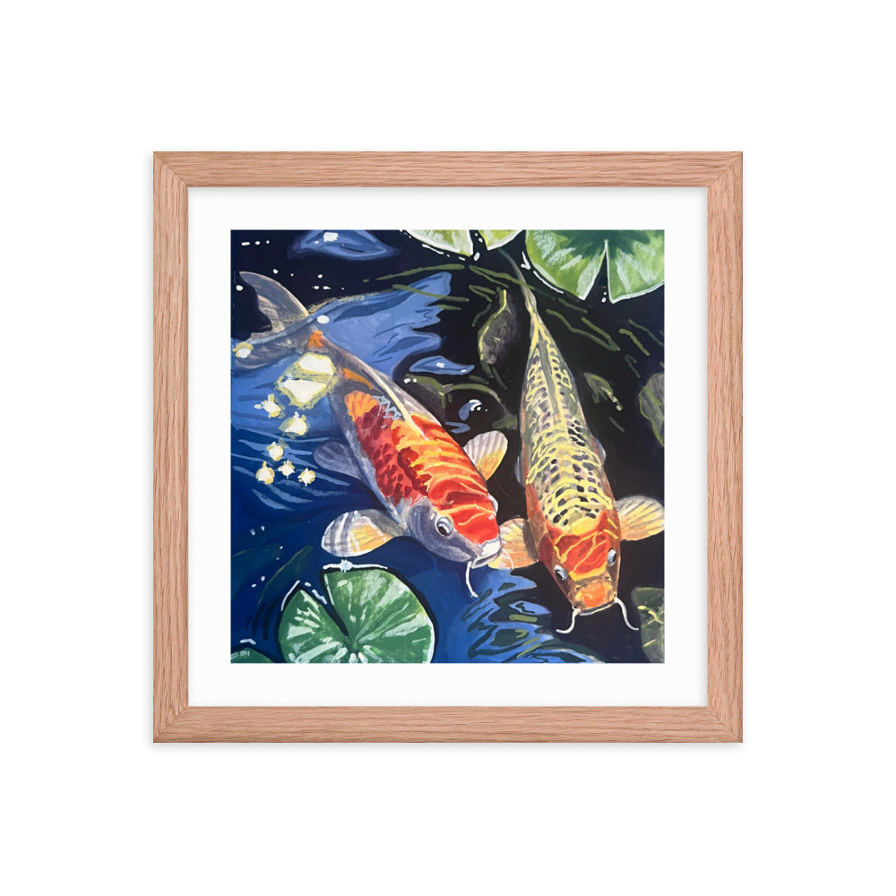 Koi and Lillies Framed Print