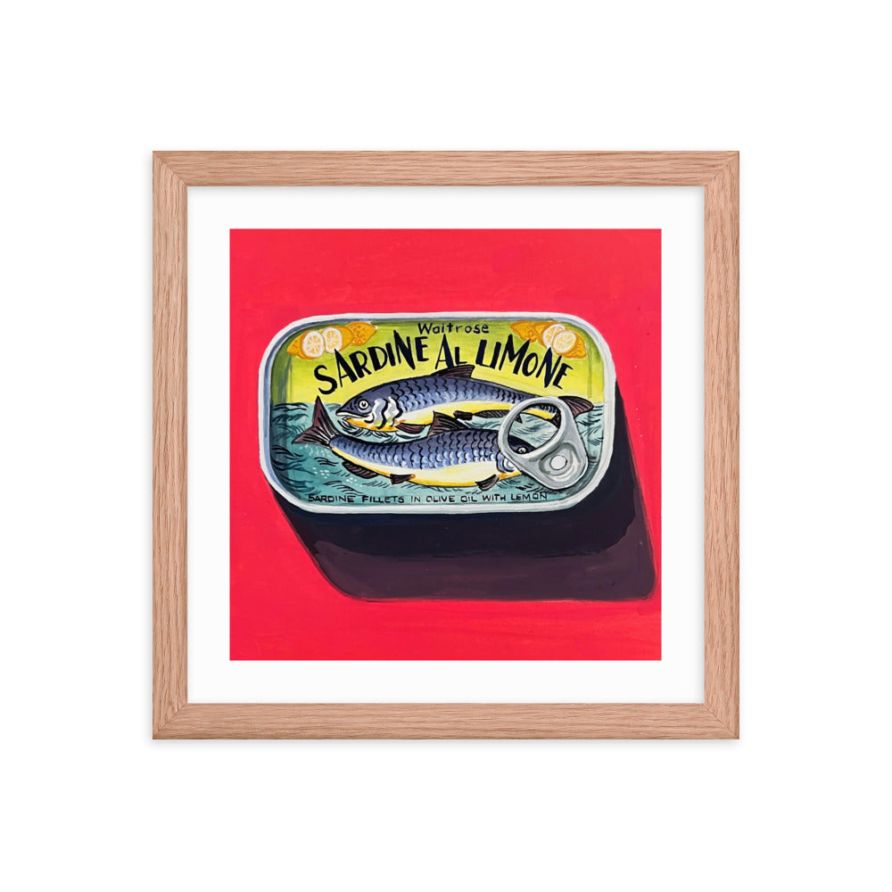 Sardines on Red Framed Print