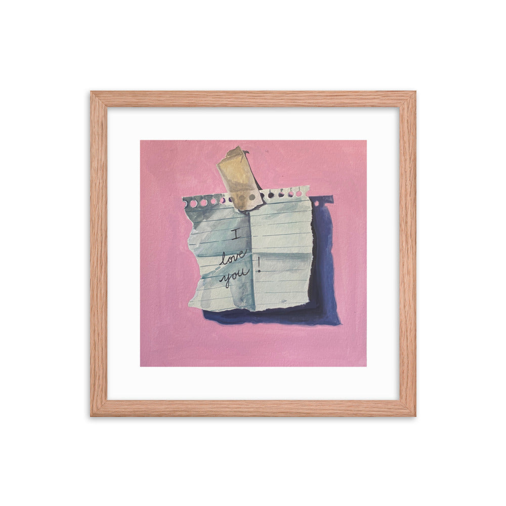 I Love You Note Framed Print