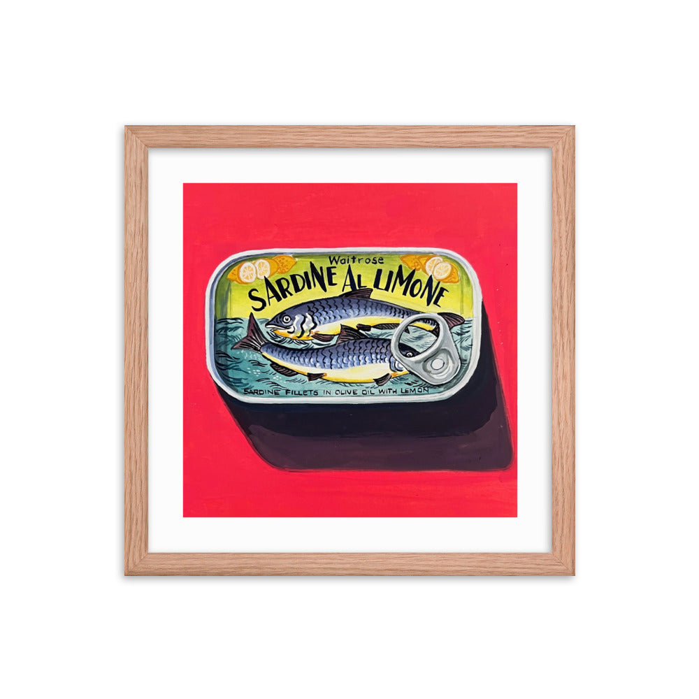 Sardines on Red Framed Print