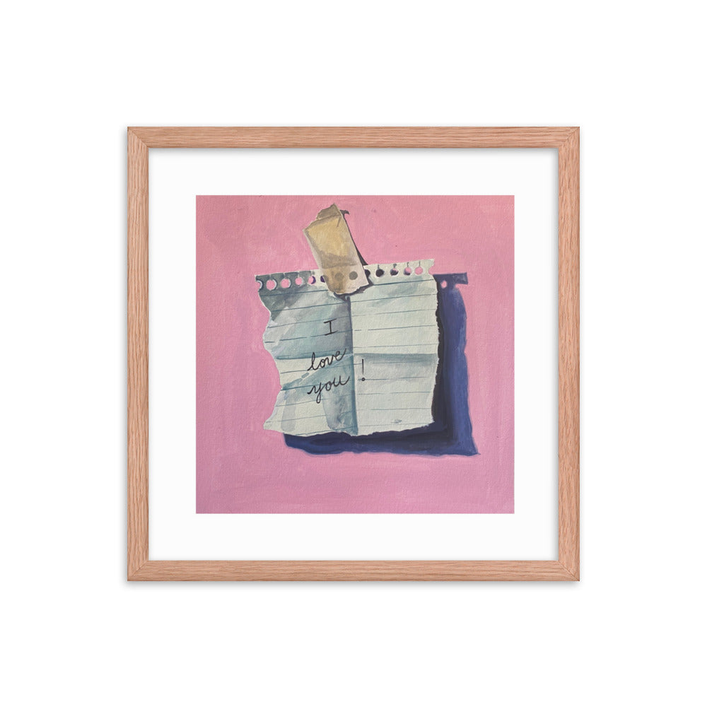 I Love You Note Framed Print