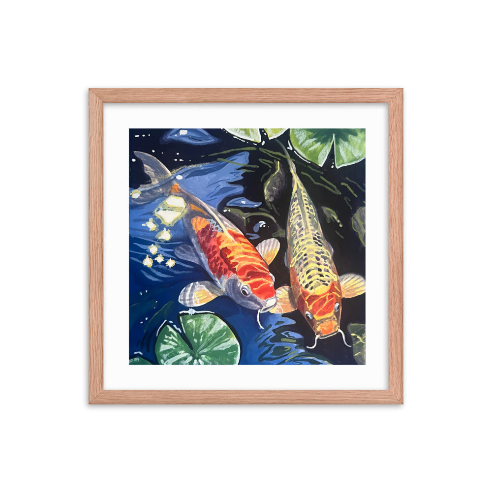 Koi and Lillies Framed Print