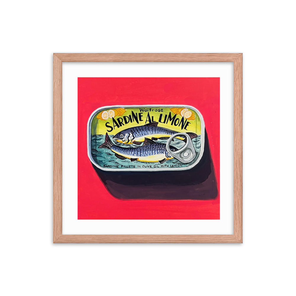 Sardines on Red Framed Print