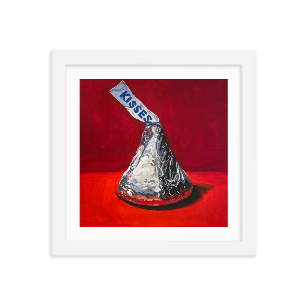 Hershey Kiss on Red Framed Print
