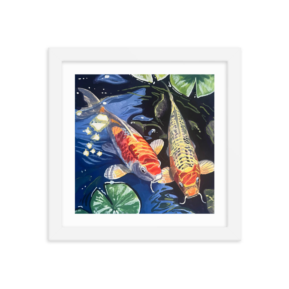 Koi and Lillies Framed Print