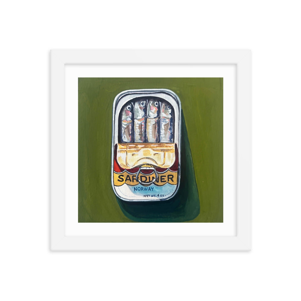 Sardines on Green Framed Print