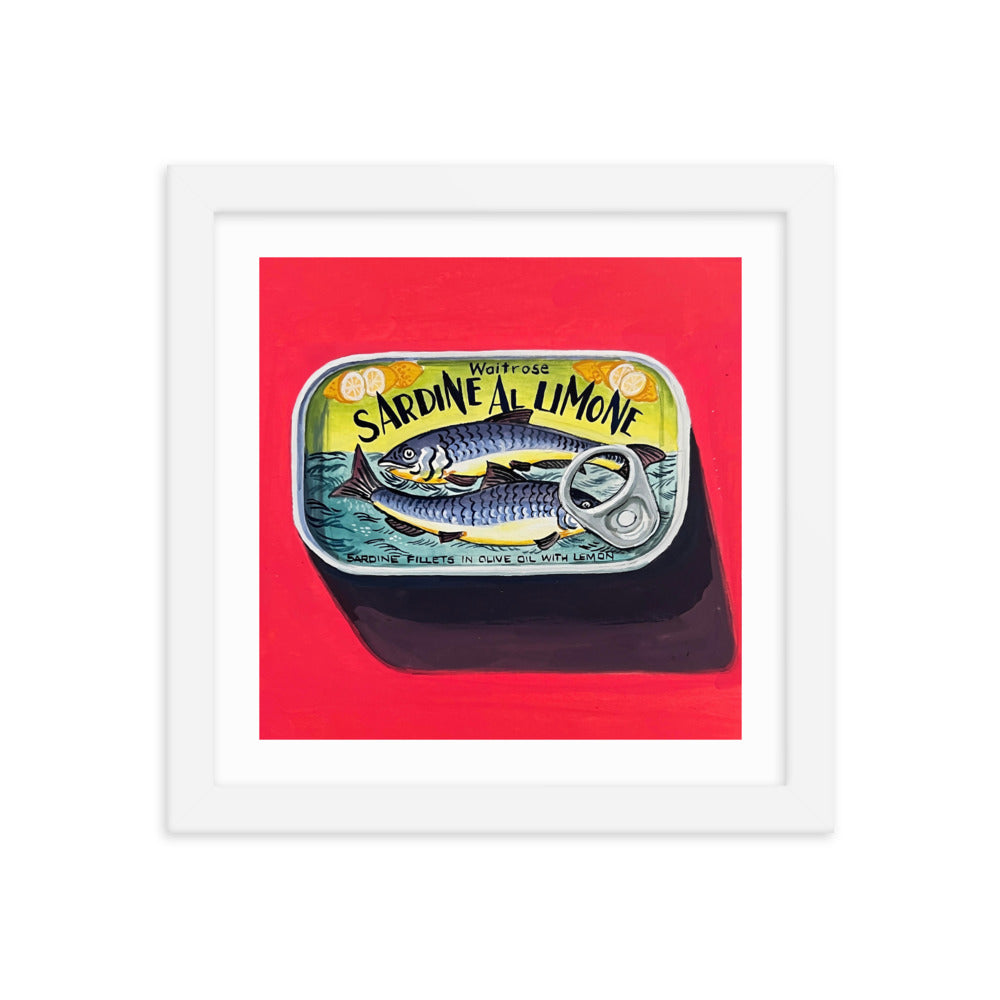 Sardines on Red Framed Print