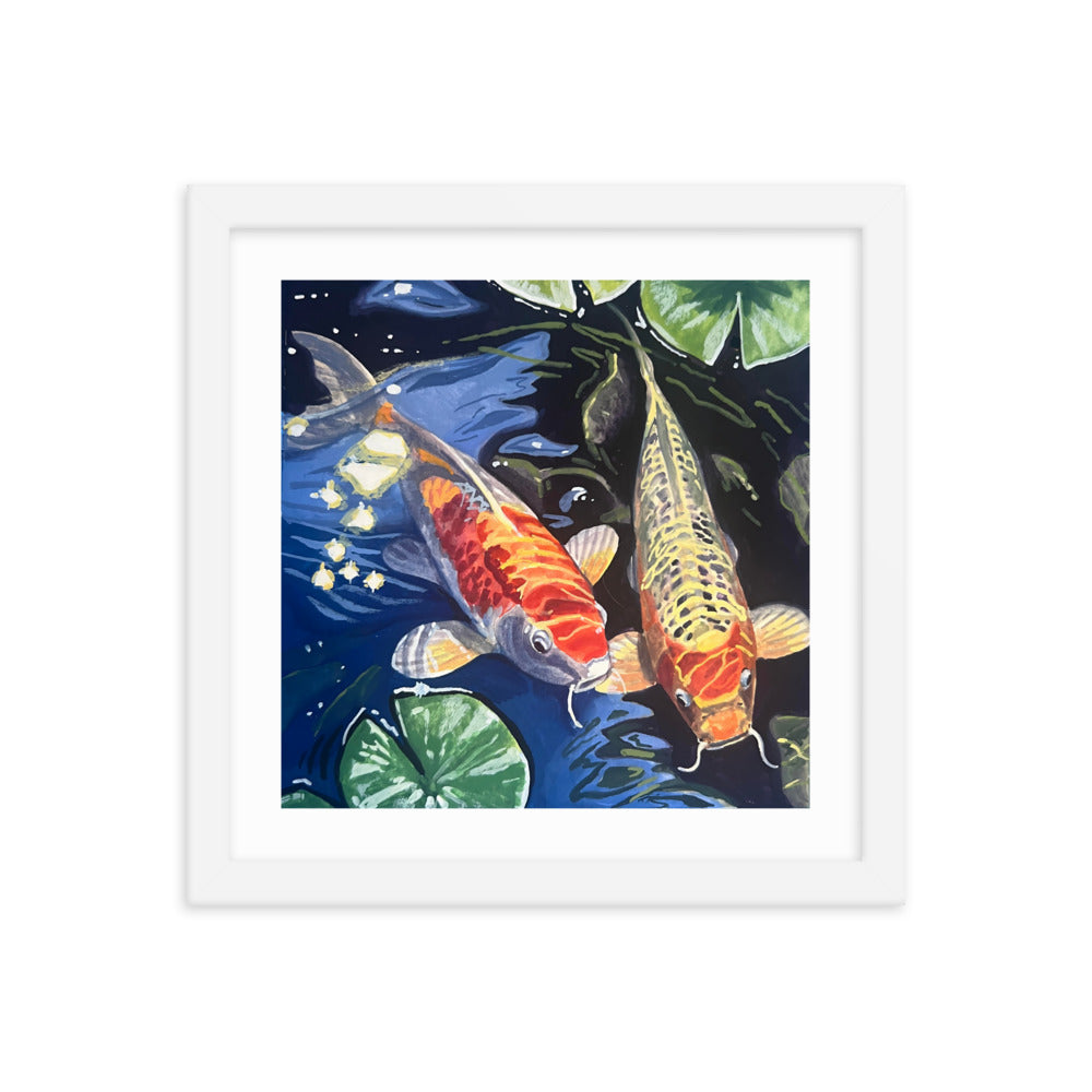 Koi and Lillies Framed Print