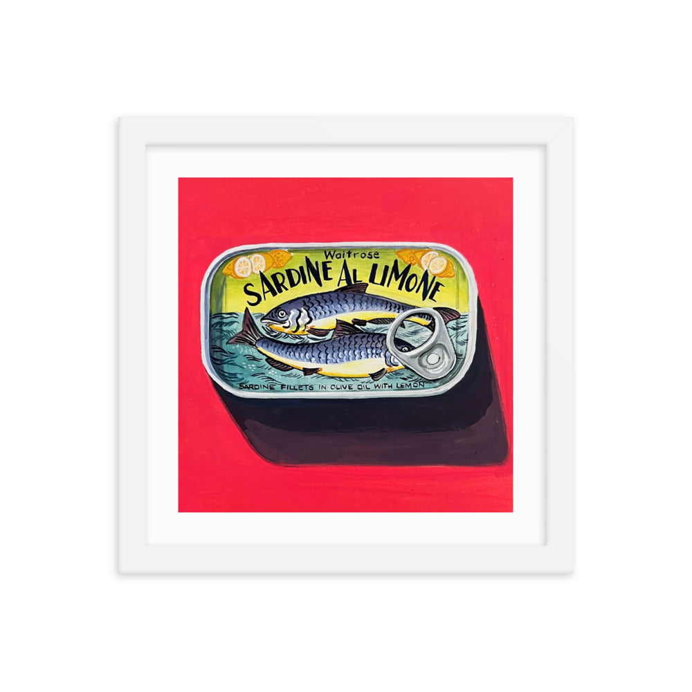 Sardines on Red Framed Print