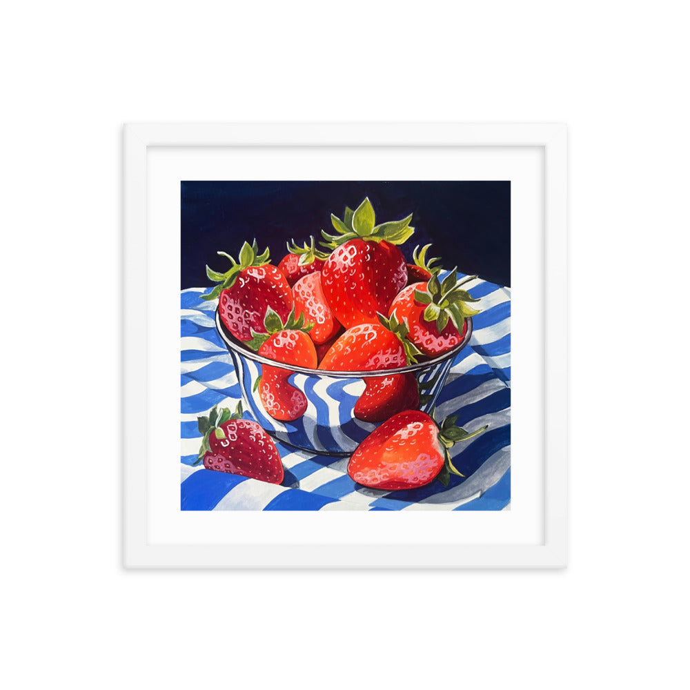Bowl of Strawberries Framed Print