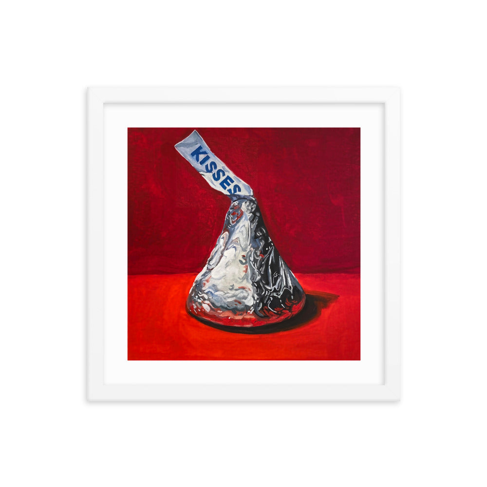 Hershey Kiss on Red Framed Print