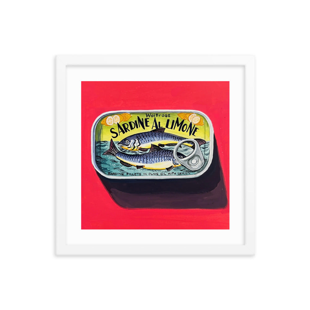 Sardines on Red Framed Print