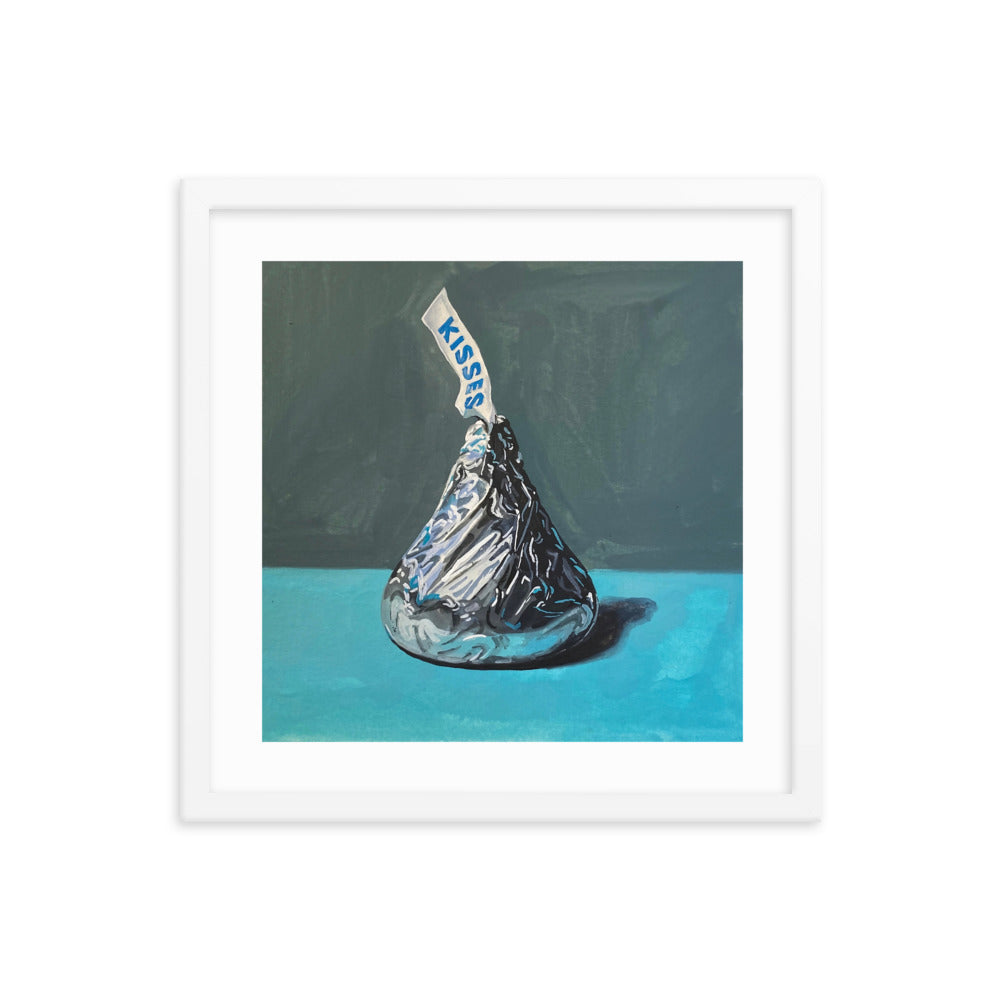Hershey Kiss on Blue Framed Print