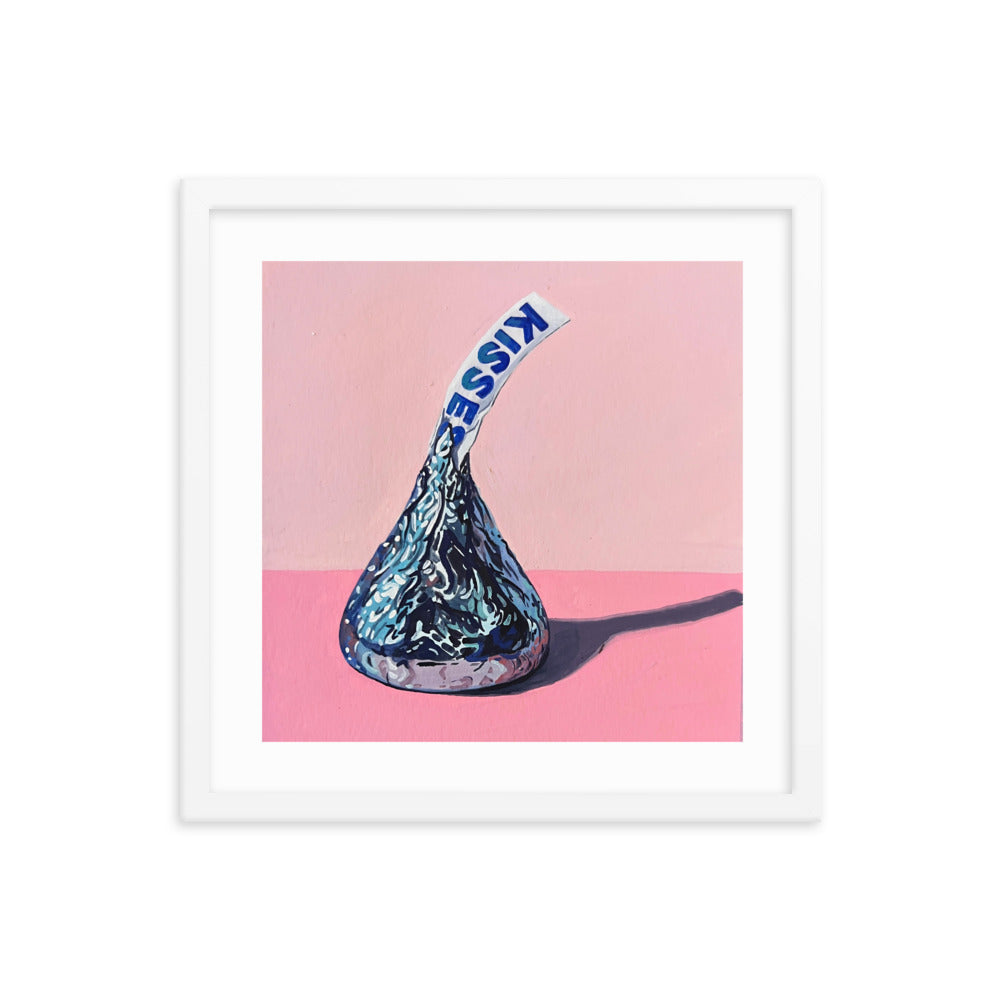 Hershey Kiss on Pink Framed Print