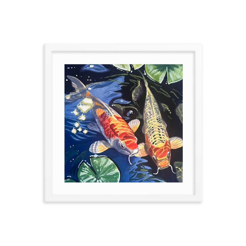 Koi and Lillies Framed Print