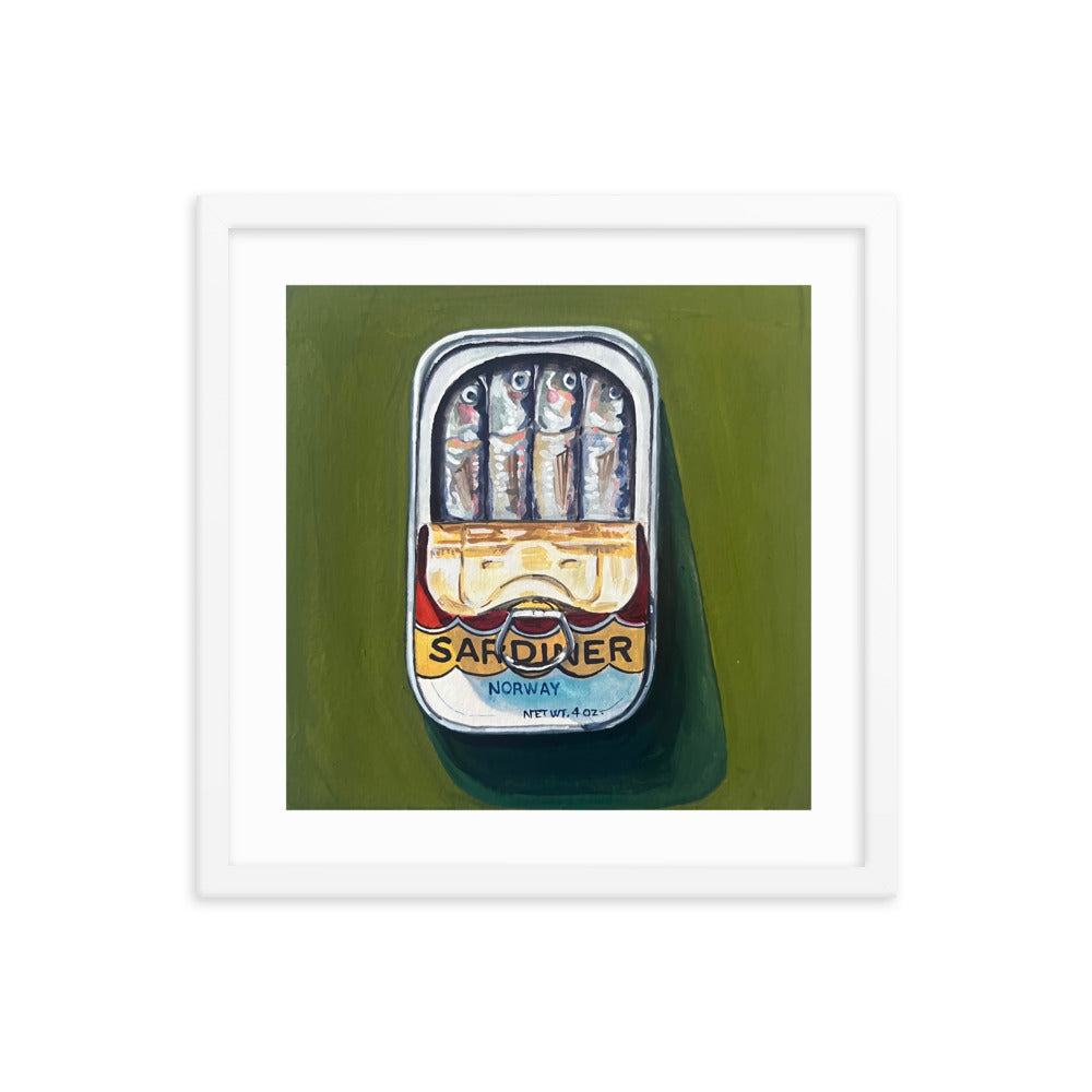 Sardines on Green Framed Print
