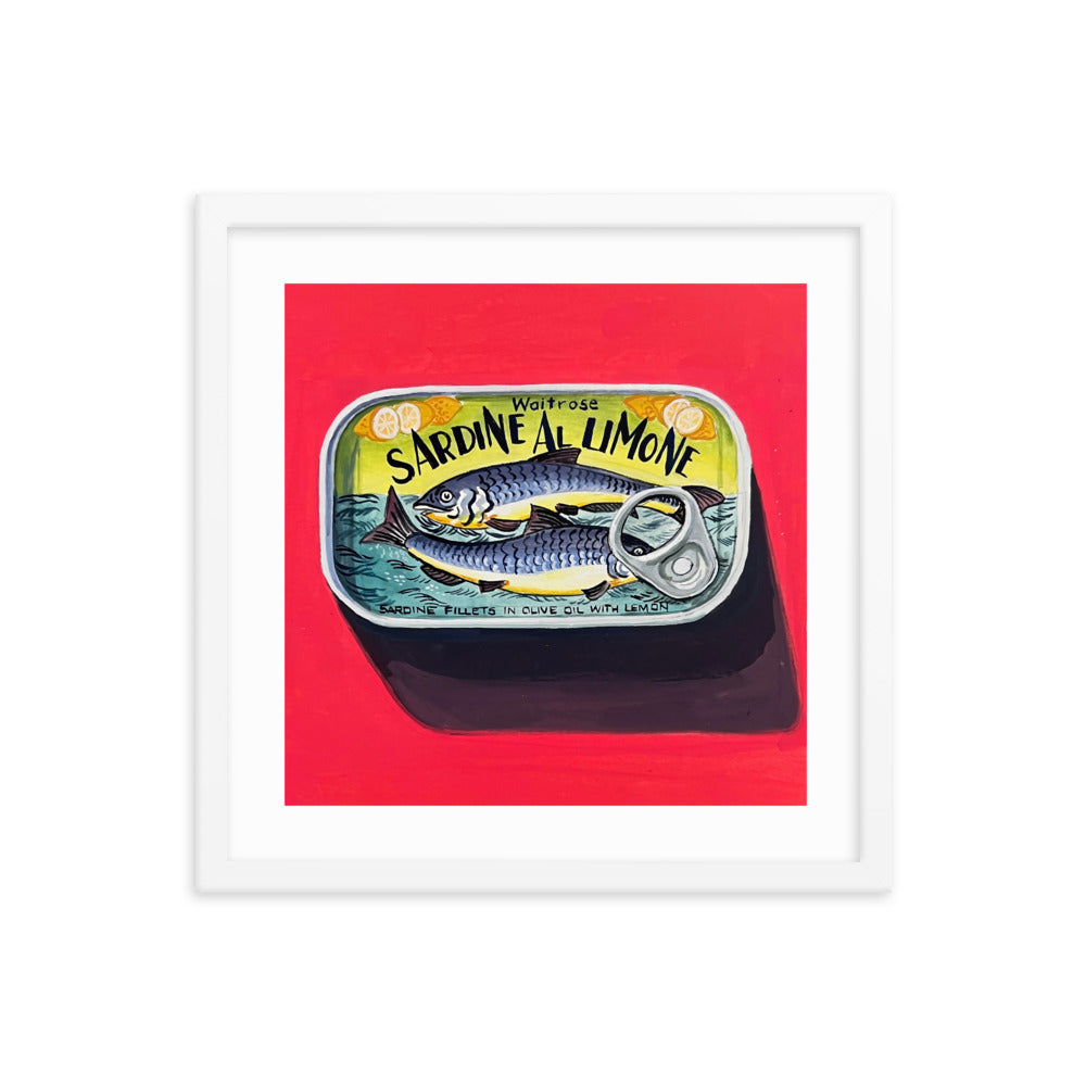 Sardines on Red Framed Print