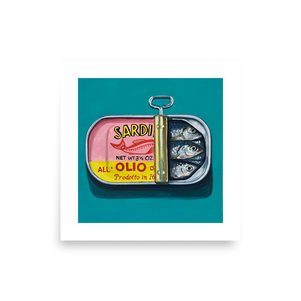 Sardines on Teal Print
