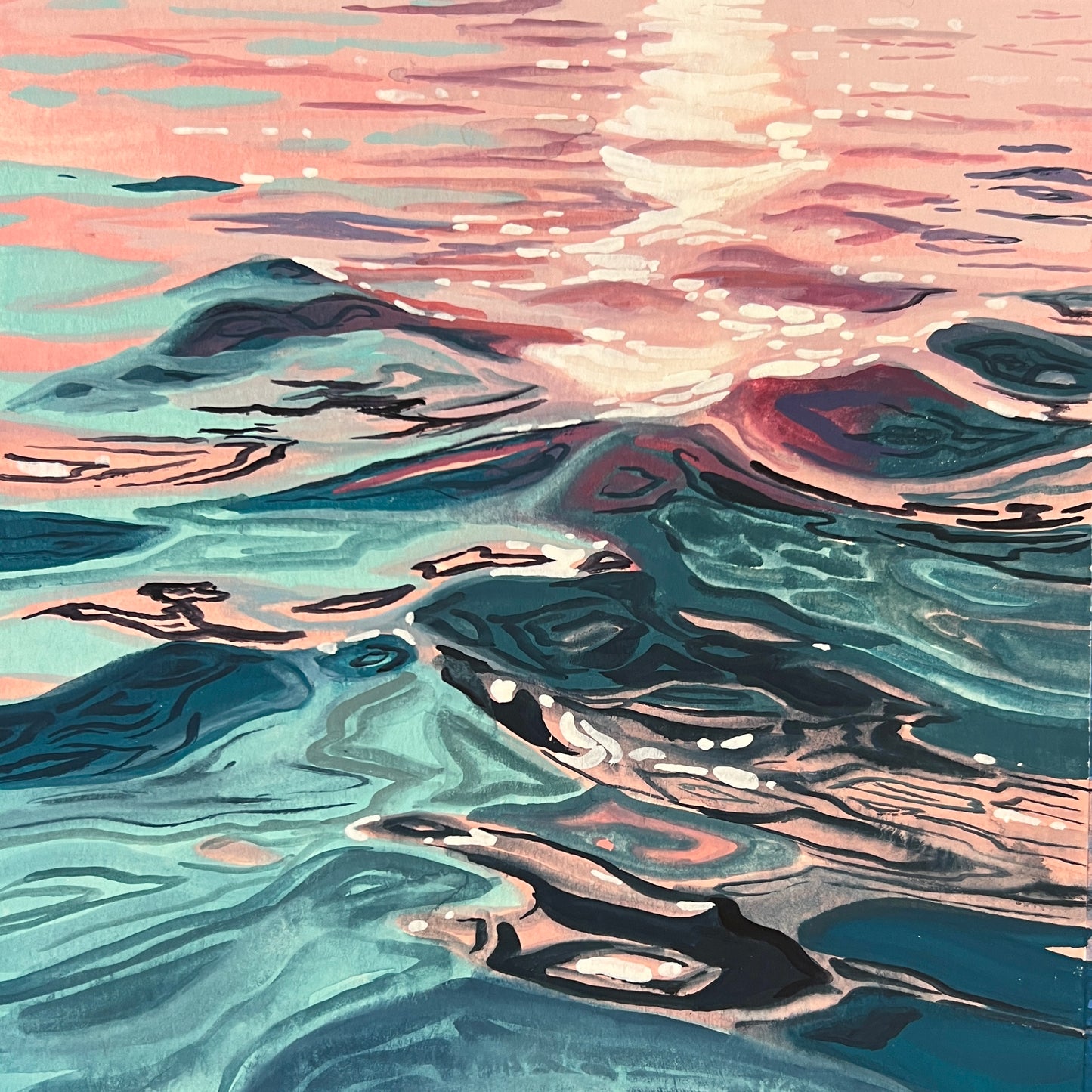 Blush on the water 8x8