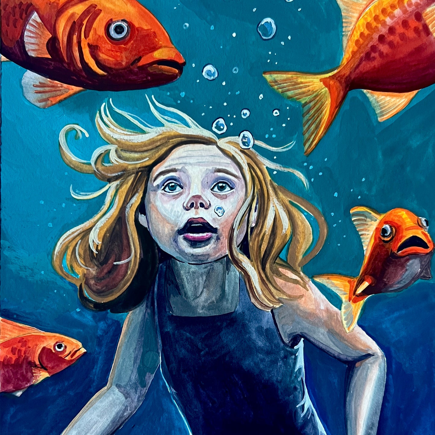 Swimming with the Fishes Original Illustration