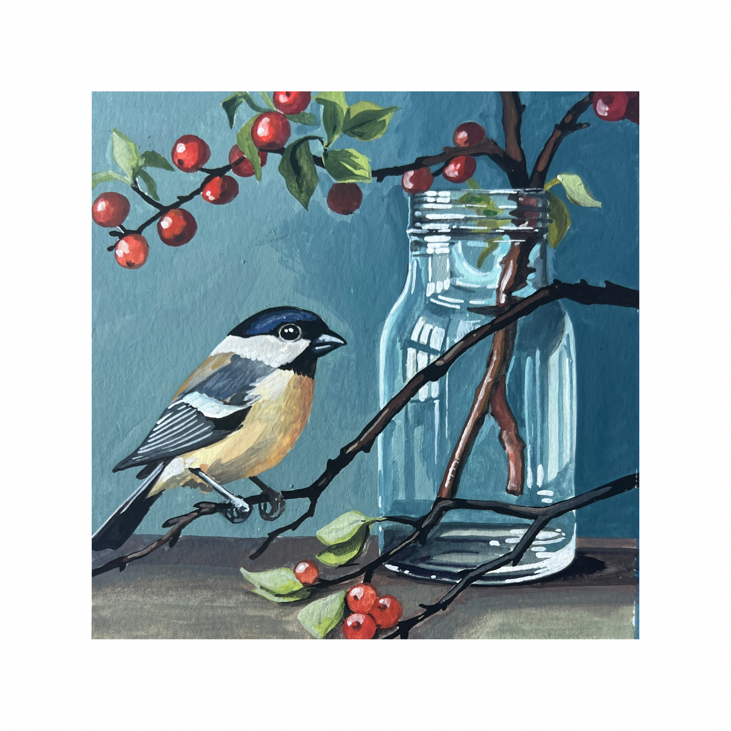 Fall Chickadee 8x8 Print