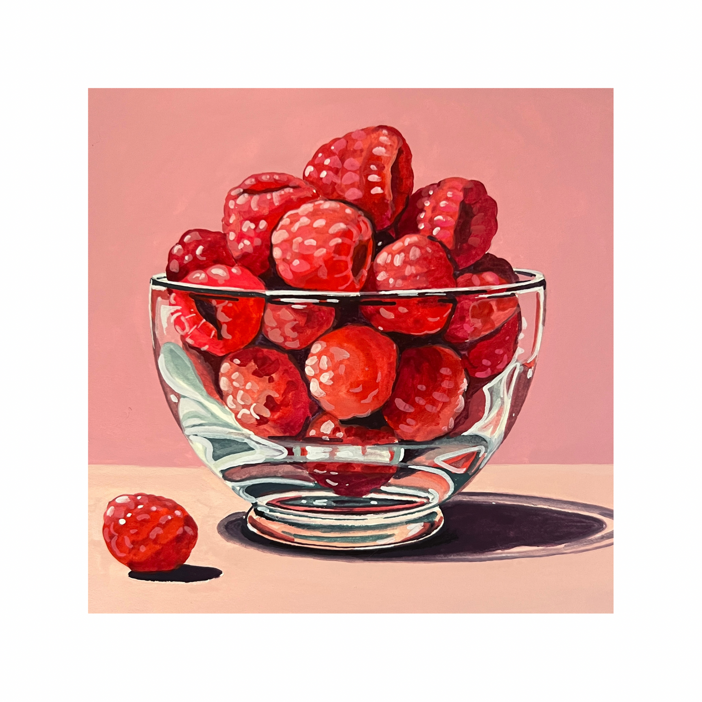 Raspberries in Glass Bowl 8x8 Print